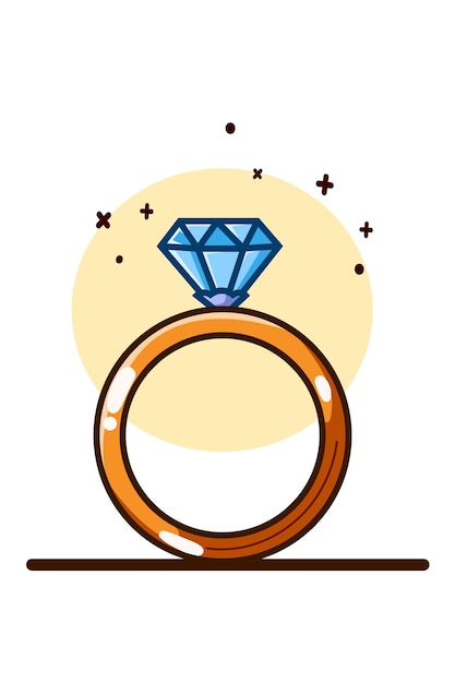 Dibujo a mano de ilustración de anillo de diamante