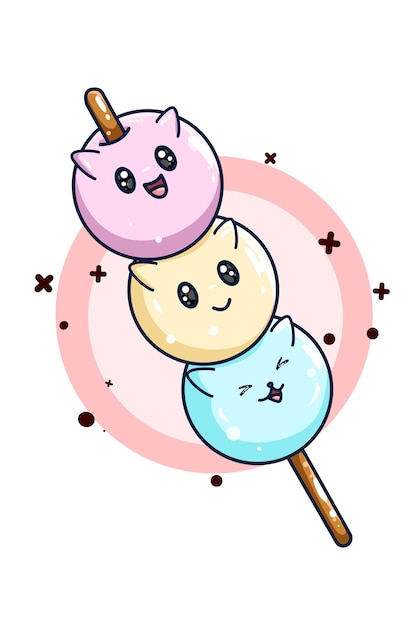 Dibujo a mano ilustración dango