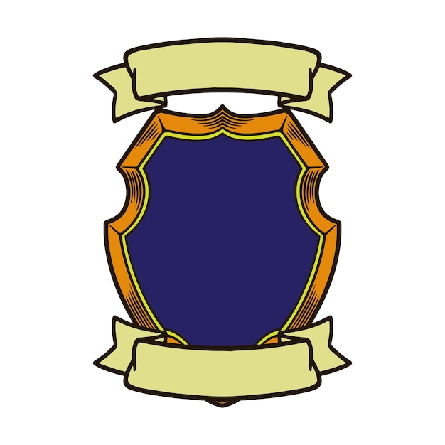 Dibujo a mano ilustración escudo heráldico elemento vectorial grabado vintage