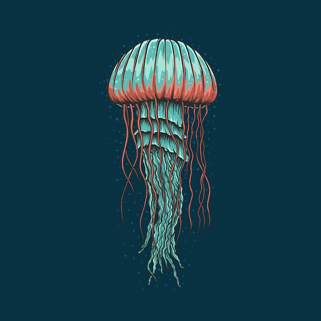 Vector dibujo a mano ilustración de medusas vintage