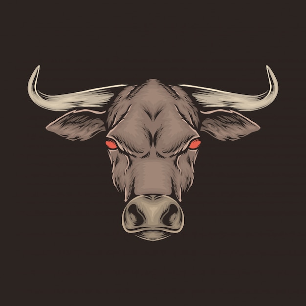 Dibujo a mano ilustración de vector de cabeza de toro vintage