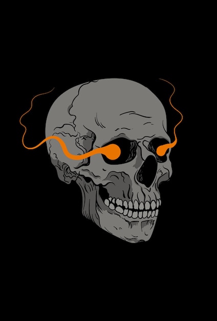 Dibujo a mano de ilustración de vector de cráneo