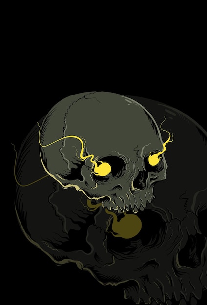 Dibujo a mano de ilustración de vector de cráneo