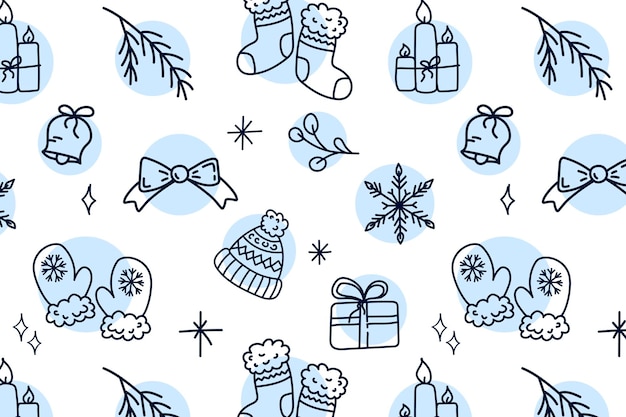Dibujo a mano de invierno Ropa de invierno Ornamento de garabateo Estilo de invierno Feliz Navidad y Feliz Año Nuevo