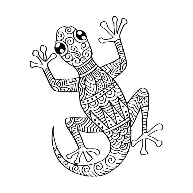 Dibujo a mano de lagarto Zentangle