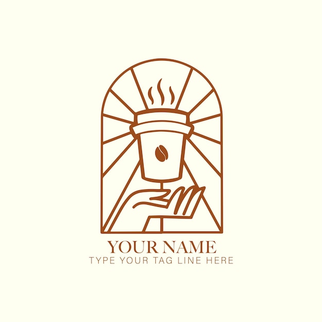 Dibujo a mano del logotipo de la cafetería Vector