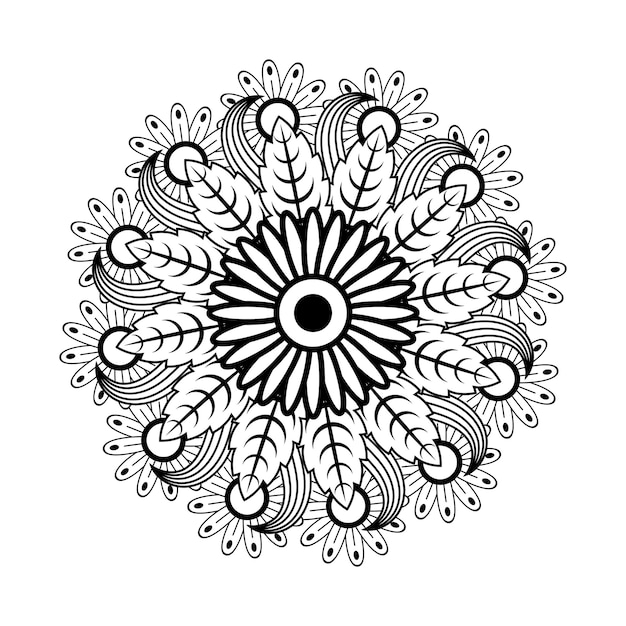 Dibujo a mano mandala patrón de flores para colorear página,