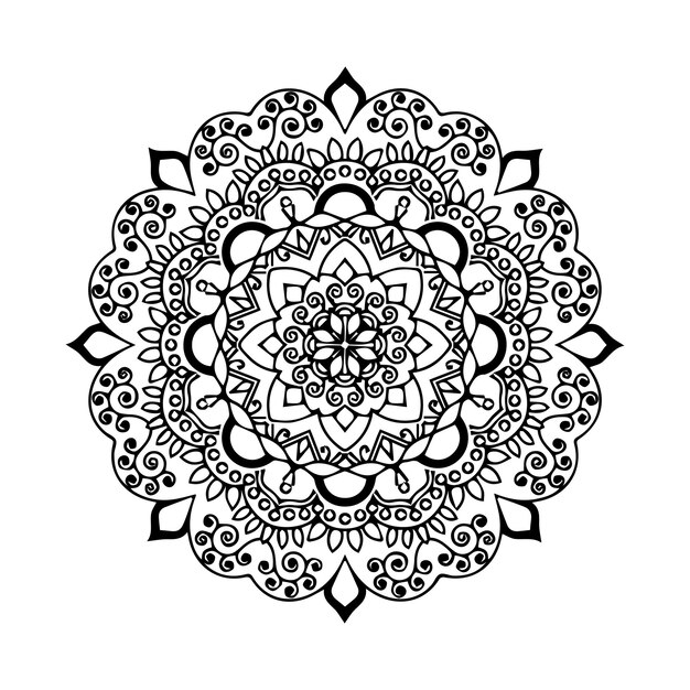 Dibujo a mano mandala patrón de flores para colorear página