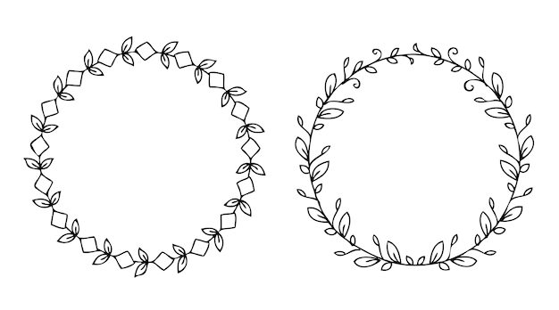 Dibujo a mano con marco floral