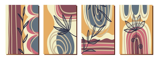 dibujo a mano minimalista creativo fondo de arte abstracto ilustraciones estéticas modernas estilo bohemia colección de arte contemporáneo diseño para decoración de paredes cartel postal folleto de cartel