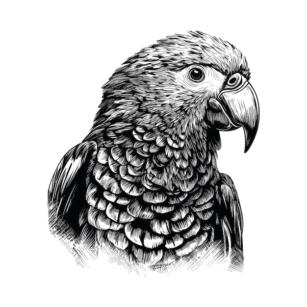 dibujo a mano de pájaro loro dibujo estilo doodle