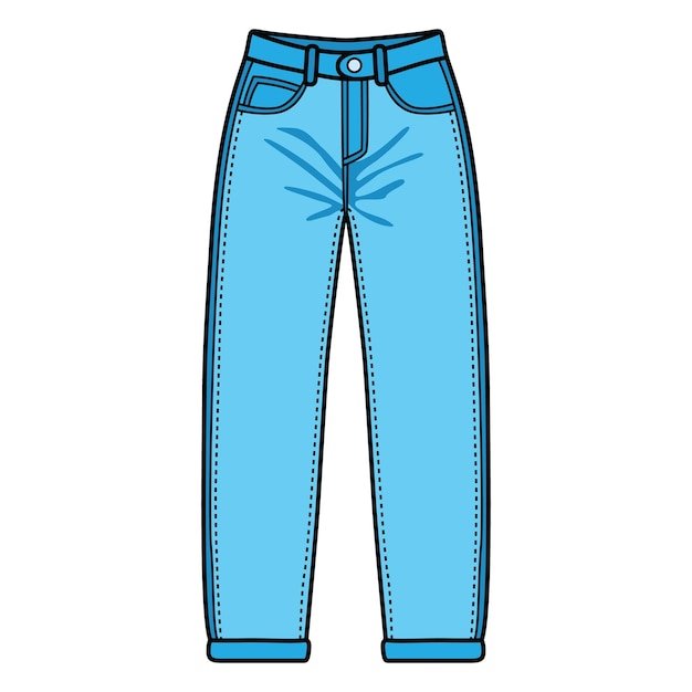Dibujo a mano de pantalones vaqueros azules con estilo casual y de moda