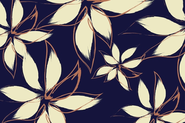 Un dibujo a mano y un patrón floral estilizado de fantasía con una variedad de patrones de flores