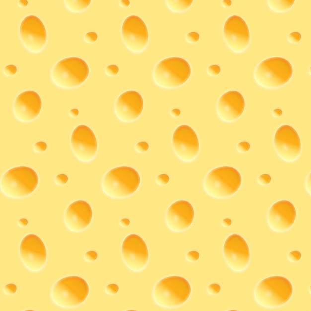 Vector dibujo a mano patrón de queso amarillo queso suizo fondo queso realista