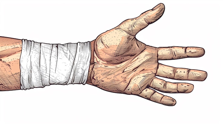 Vector un dibujo de la mano de una persona con un fondo blanco