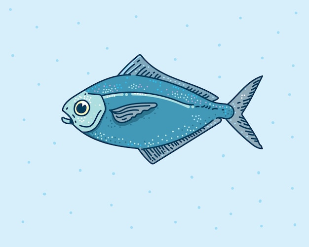 Vector dibujo a mano de pescado. linda ilustración de pescado.