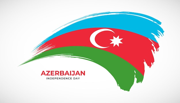 Dibujo a mano pincel trazo bandera de Azerbaiyán con efecto de pintura ilustración vectorial