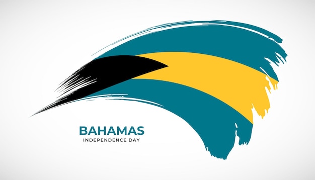 Dibujo a mano pincel trazo bandera de bahamas con efecto de pintura ilustración vectorial