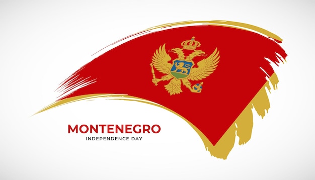 Vector dibujo a mano pincel trazo bandera de montenegro con efecto de pintura ilustración vectorial