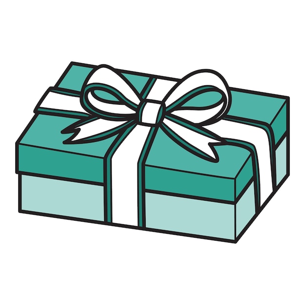 Dibujo a mano de un regalo con arco en un estilo elegante y festivo