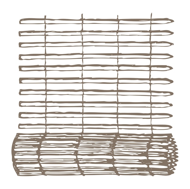 Dibujo a mano de un rollo de alfombra con textura de fondo, ilustración vectorial aislada en blanco