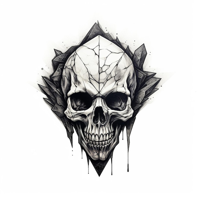 Vector el dibujo de la mano señalando el cráneo de flamenco gila monstruo cráneo cráneo pirata logotipo