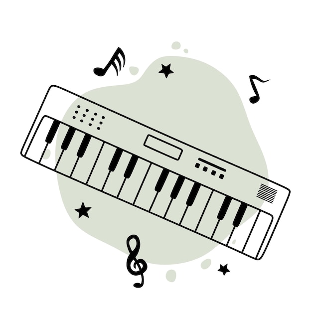 Vector dibujo a mano del teclado del piano
