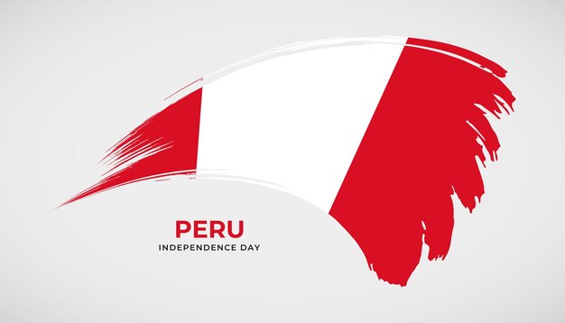 Dibujo a mano trazo de pincel bandera de Perú con ilustración de vector de efecto de pintura