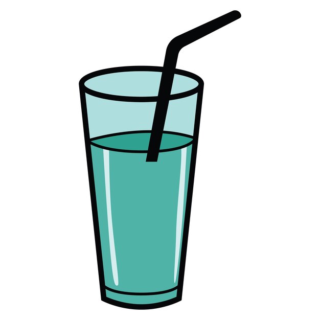 Dibujo a mano de un vaso de agua con detalles claros y refrescantes