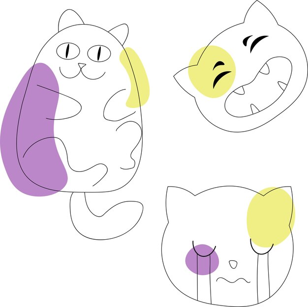 dibujo de mano vectorial gato abstracto boho garabateo naturaleza lindo adorable