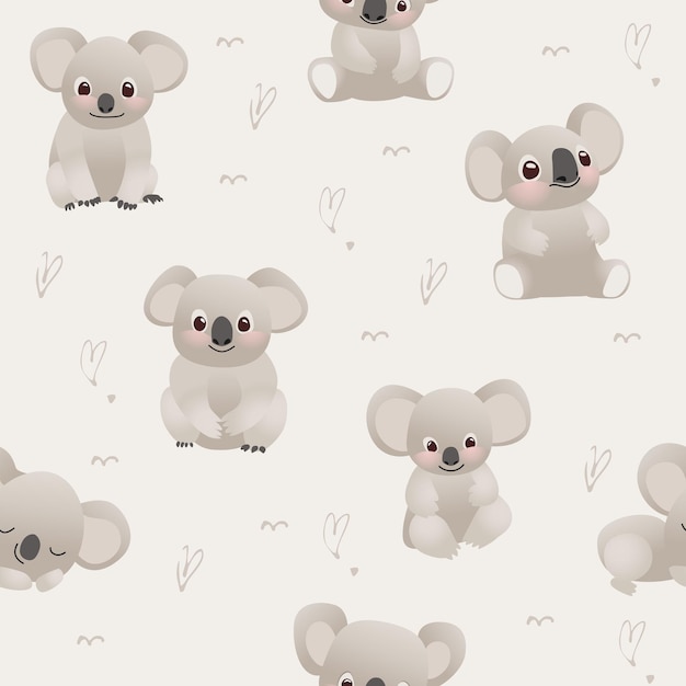 dibujo de mano vectorial libre koala fondo de patrón sin costuras