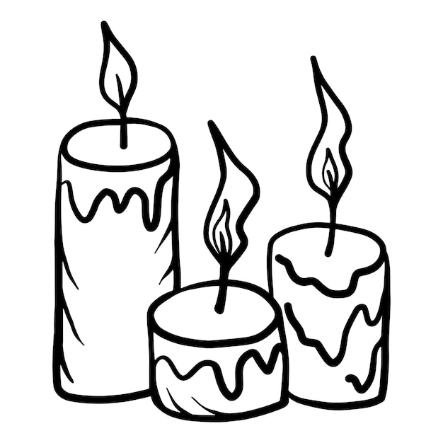 Un dibujo a mano de una vela ardiente