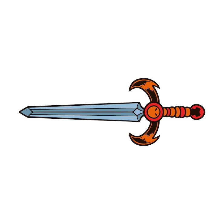 Vector dibujo a mano, vieja escuela, tatuaje, ilustración, espada