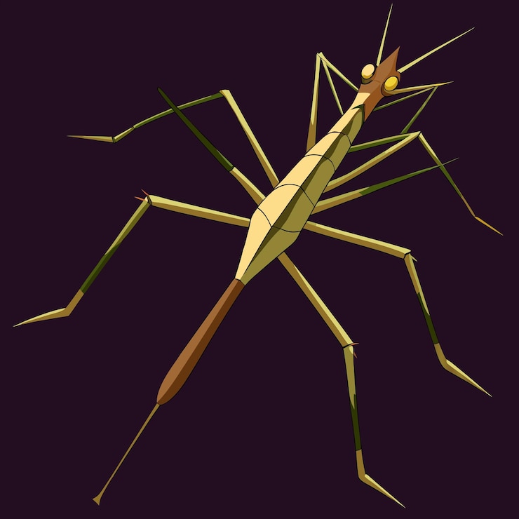 Vector un dibujo de una mantis orante con un cuello largo