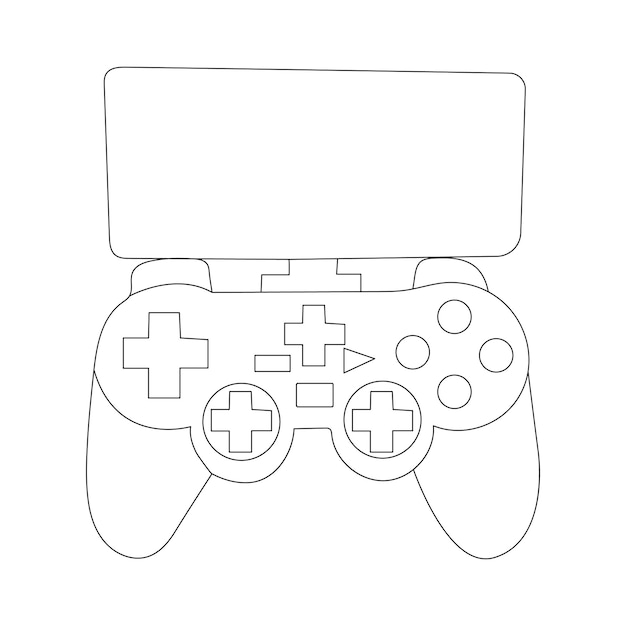 Dibujo manual continuo de una línea del controlador de juego