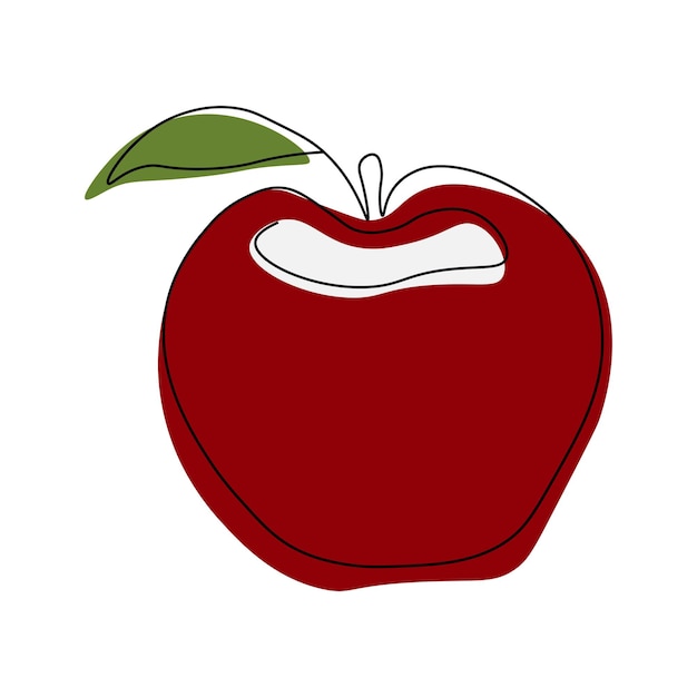 Dibujo de una manzana dibujada con una línea continua.