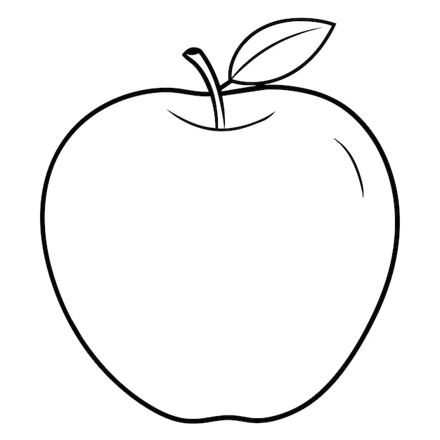un dibujo de una manzana con un dibujado de una hoja