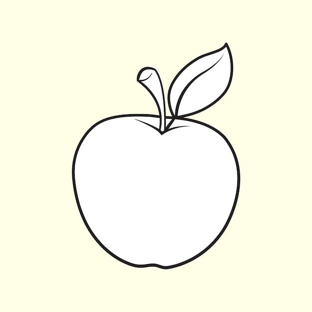 un dibujo de una manzana con una hoja en ella