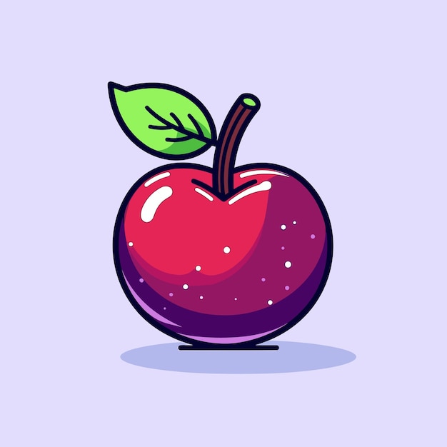 Vector un dibujo de una manzana con una hoja verde