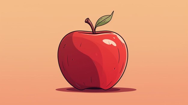 Vector un dibujo de una manzana roja con una hoja en la cabeza