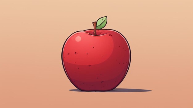 Vector un dibujo de una manzana roja con una hoja verde en su parte superior