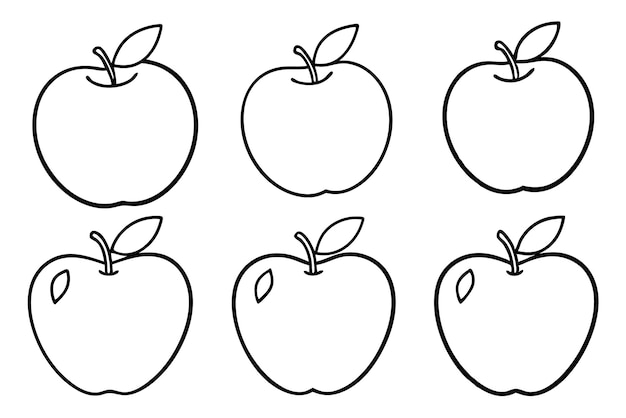 un dibujo de manzanas con una línea dibujada en ellos