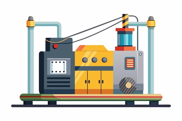 Vector un dibujo de una máquina que tiene una pieza amarilla de equipo en él