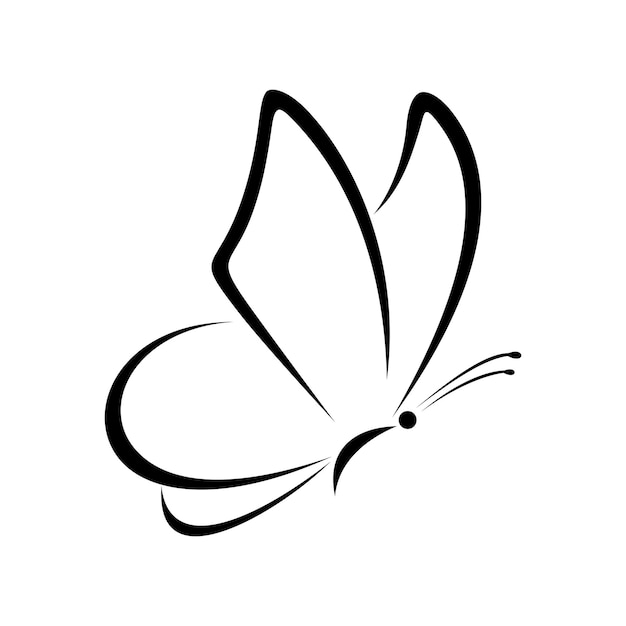 Vector un dibujo de mariposa en un fondo blanco