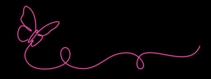 Vector dibujo de mariposa con una línea continua de neón diseño lineal minimalista de hermosa mariposa