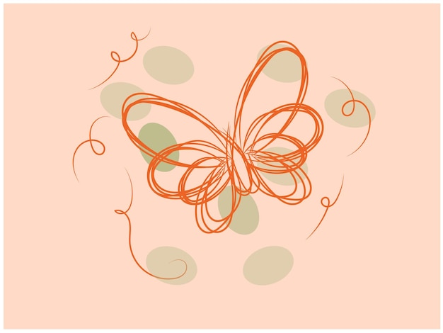 Vector un dibujo de una mariposa con puntos naranjas y verdes en él