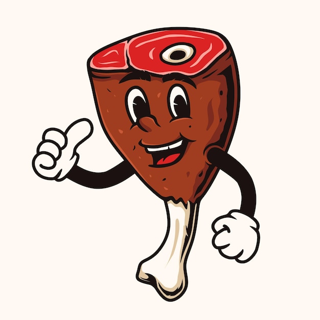 Dibujo de la mascota del vector de la carne deliciosa