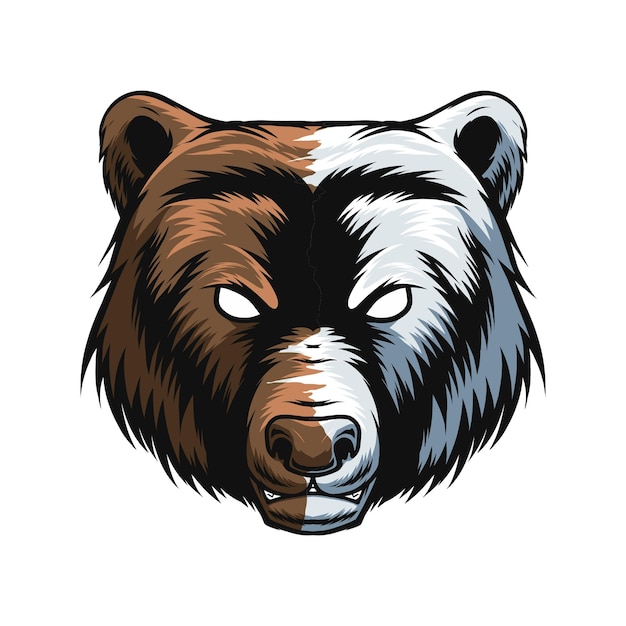 Vector dibujo de mascota vectorial de cabeza de oso
