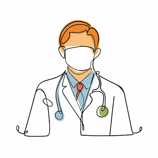 un dibujo de un médico con un estetoscopio alrededor de su cuello