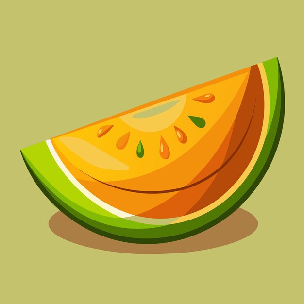 Vector un dibujo de un melón con una rebanada cortada de él